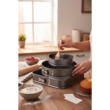 Kitchenboost Çınar 3 Lü Kelepçeli Kek Kalıbı - 3 Lü Kek Kalıbı Seti 24-26-28 Cm.