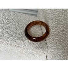Famco Kahverengi Akrilik Bileklik – Vintage Amber Görünümlü Kalın Halka Bilezik – Minimal Şık Kadın Aksesuar