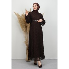 Flora Dantel Elbise Acı Kahve