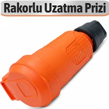 Badem10 Kapaklı Rakorlu Uzatma Prizi Turuncu Kauçuk Gövdeli IP44 Dış Mekan Dayanıklı Güvenli Kullanım