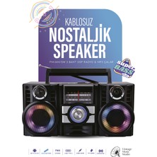 Kensa Radyo & Rgb LED Disko Işıklı Nostaljik Bluetooth Özellikli Hoparlör 4 Bantlı Şarj Edilebilir Speaker