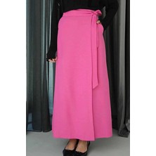 Tesettür Diyarı Beli Fiyonklu Helin Tesettür Etek- Pembe