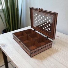 Feyza Design Şık 6 Bölmeli Ahşap Takı ve Mücevher Kutusu Organizer Düzenleyici