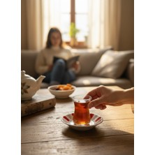 Tacir Porselen Çay Tabak - 6 Lı Porselen Kahveci Çay Tabağı