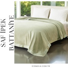 ICON SILK Premium Saf Ipek Fleece Tek Kişilik Battaniye (Açık Yeşil)