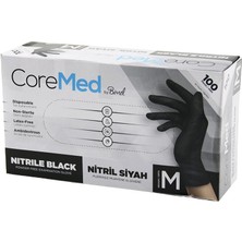 Luz&pos M Beden Siyah Pudrasız Nitril Muayene Eldiveni  100LÜ