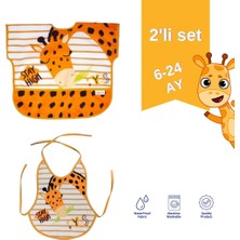 Bambino Kids Uzun Kollu Sıvı Geçirmez Mama Önlüğü – Gıda Cepli, Eğlenceli Desenli, 6- 24 Ay, 2'li Set