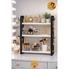 Feyza Design 3 Katlı Çok Amaçlı Banyo ve Makyaj Organizeri, Askı ve Raf Seti