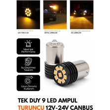 C9 Tek Duy 9 LED Ampul Turuncu Geri Vites Led Ampulü 12V-24V Canbus 1156 ba15s p21w