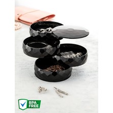 Feyza Design 4 Katlı Yuvarlak Döner Takı Organizeri Siyah