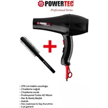 Powertec TR-901 Turbo Profesyonel Fön Makinası + Berber Fön Fırçası