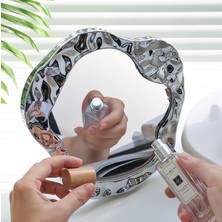 Gaman Düzensiz Gümüş Yuvarlak Dalgalı Asılabilir / Masaüstü Dekoratif Ayna – Modern Standı