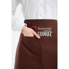 Quicksteps Professional Belden Bağlamalı Önlük Barista & Servis 7/7 Gabardin Kahve Kahverengi
