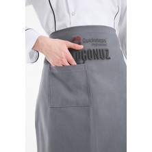 Quicksteps Professional Belden Bağlamalı Önlük Barista & Servis 7/7 Gabardin Gri Gri
