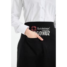 Quicksteps Professional Belden Bağlamalı Önlük Barista & Servis 7/7 Gabardin Siyah Siyah