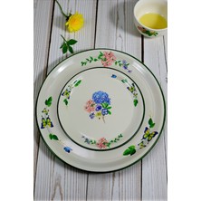 İnci Emaye 60-40 No Krem Emaye Sini Sofra, Yemek Sunum Tepsi, Yer Sofrası Çinko