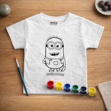 Isim Yazılabilen Minion Çocuk Tişört Boyama Seti – Full Set Fırçalı, Tasarım Oyunu, 3+ Yaş