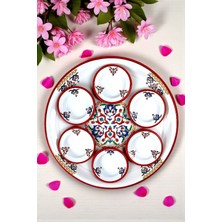 İnci Emaye 7 Parça Büyükboy Çırağan Desenli Emaye Kahvaltı Seti, Sunum, Kahvaltı Tabağı, Reçellik, Çeyiz