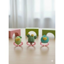 Kızılelmada Kız Çocuk 3’lü Plastik Yüzük Seti – Renkli Figürlü