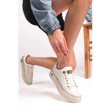 Romex Altın Detaylı siyah Kadın Sneaker - Kalın Tabanlı ve Modern Tasarım Trend Spor Ayakkabı