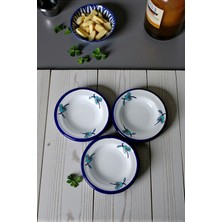 İnci Emaye 3 Parça 14CM Emaye Tabak Set ,kahvaltı Tabağı,reçellik, Zeytin, Peynir Tabağı, Çeyiz