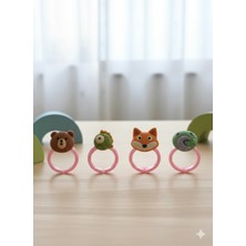 Kızılelmada Kız Çocuk 4’lü Plastik Yüzük Seti – Renkli Figürlü