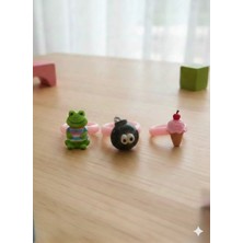 Kızılelmada Kız Çocuk 4’lü Plastik Yüzük Seti – Renkli Figürlü