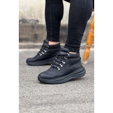 Hkursat HK035 Kömür Cilt Yüksek Taban Yarım Bilek Bot