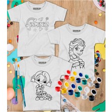 Isim Yazılan 3 Tişörtlü Boyama Seti – Çocuk Full Set Fırçalı, Kreatif Elbise Tasarım Oyunu, 3+ Yaş
