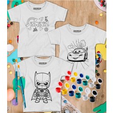 Isim Yazılan 3 Tişörtlü Boyama Seti – Çocuk Full Set Fırçalı, Kreatif Elbise Tasarım Oyunu, 3+ Yaş