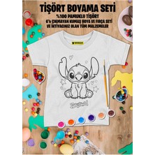 Stitch Tişört Boyama Seti – Çocuk Full Set Fırçalı, Kreatif Elbise Tasarım Oyunu, 3+ Yaş