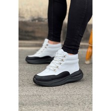 Hkursat HK035 Kömür Beyaz Yüksek Taban Yarım Bilek Bot