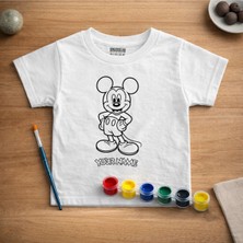 Isim Yazılabilen Mickey Çocuk Tişört Boyama Seti – Full Set Fırçalı, Tasarım Oyunu, 3+ Yaş
