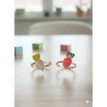 Kızılelmada Çocuk Kız Yüzük 2’li Set – Plastik, Figürlü Mode