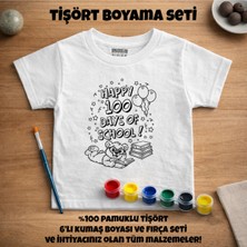 Çocuk Tişört Boyama Seti – 100 Of School Tişört Eğitici ve Eğlenceli Aktivite Seti