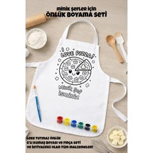 Çocuk Şef Önlüğü Boyama Seti – Kişiye Özel Isimli, Pizza Desenli, Kumaş Boyası ve Fırça Dahil