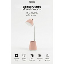 Neffo Göz Korumalı LED Masa Lambası – Mavi Işık Filtreli, 4 Işık Modlu, Telefon Tutuculu, 360° Esnek Gövde