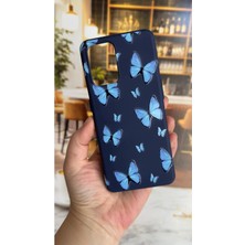 Vip Case Oppo A74 Uyumlu Mavi Kelebek Desenli Silikon Darbe Emici Klasik Korumalı Rubber Kılıf