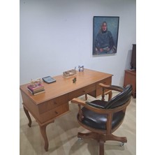 Bengi Ankara Mobilya Çalışma Masa St 90598  Döner Sandalye Lüks Klasik Ceviz Renk Model Kayın Aslan Ayak  El Yapım