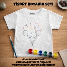 Dijital Baskılı Ürünler Balon Desenli Çocuklar Için Tişört Boyama Seti Full Set