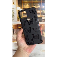 Vip Case Oppo A15 Uyumlu Siyah Kelebek Desenli Silikon Darbe Emici Klasik Korumalı Rubber Kılıf
