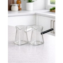 Chefstar 1 Adet Kulplu Cam Cezve Sütlük - Renkli Saplı