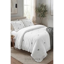 Sleep Garden Esen Nevresim Takımı %100 Pamuk Fiyonk Desenli Beyaz