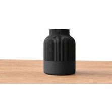 Modern Japon Tarzı Siyah Dekoratif Vazo – 3D Baskı Plastik Minimal Tasarım Ofis ve Salon Vazosu