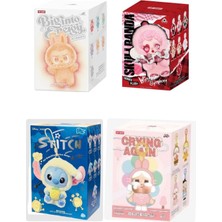 Özgürce Renkli 4’lü Set: Labubu, Skullpanda, Cry Baby ve Stitch Oyuncaklar