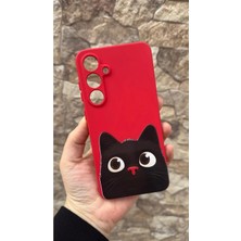 Vip Case Samsung Galaxy S24FE Uyumlu Sevimli Siyah Kedi Desenli Silikon Darbe Emici Klasik Korumalı Kılıf
