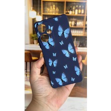 Vip Case Poco F5 Uyumlu Mavi Kelebek Desenli Silikon Darbe Emici Klasik Korumalı Rubber Kılıf
