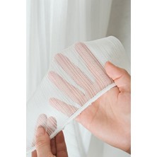 Paşamanlar Dikey Çizgili Tül Perde 1/3 Pileli – Kornişe Takmaya Hazır Beyaz Modern Ev Salon Tülü