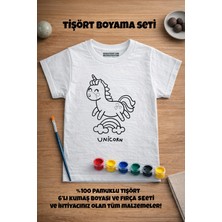 Dijital Baskılı Ürünler Unicorn Desenli Çocuklar Için Tişört Boyama Seti Full Set