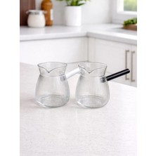 Chefstar 1 Adet Kulplu Cam Cezve Sütlük - Renkli Saplı